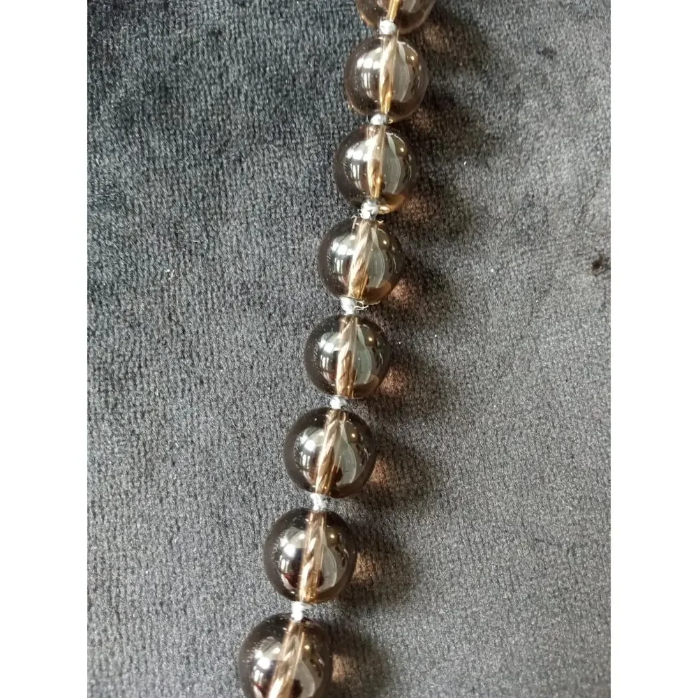 Long Brown Beaded Necklace Floral Medallion Pendant Boho Vintage Statement - Picture 3 of 4